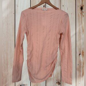 Urban Social Elegant Light Pink Ruched Long Sleeve Blouse NWOT